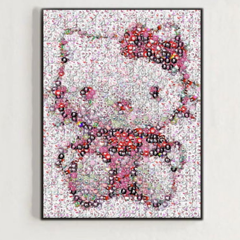 Hello Kitty Buttons Mosaic Incredible Framed 8.5 x 11 Limited Edition Art Print